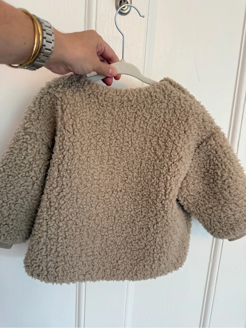 Kids Sherpa Button-Front Jacket - Taupe